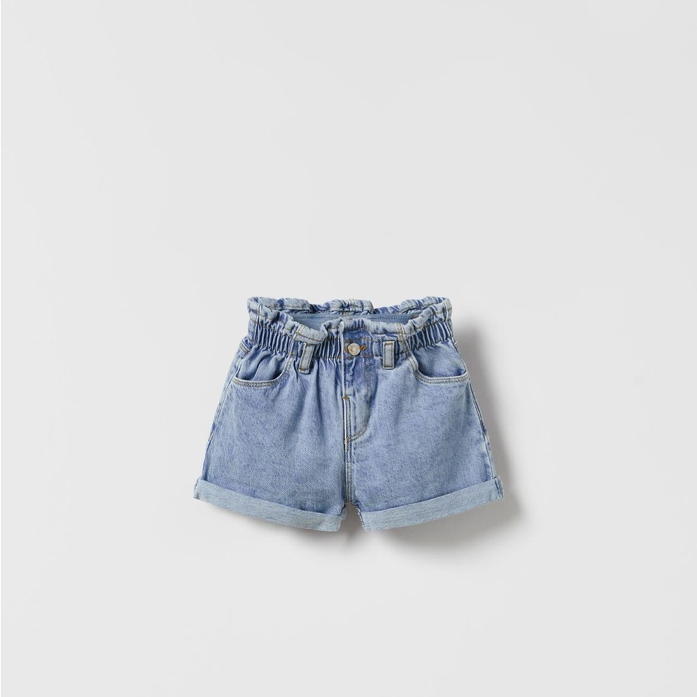 Zara Paperbag Waist Denim Shorts